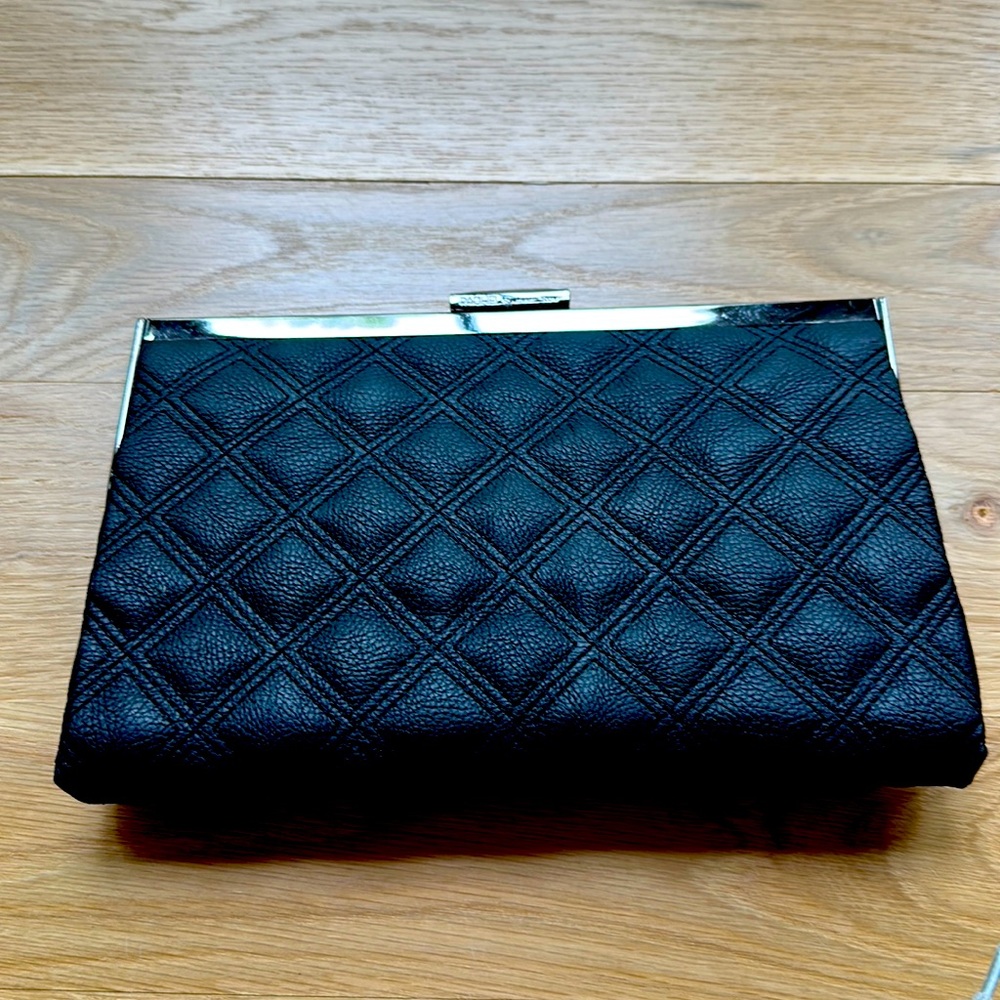 Rachel Roy Black Quilted Clutch